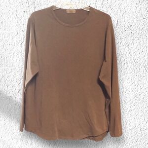 Nuuds Men's Brown Crew Neck Long Sleeve Cotton Pullover T-Shirt Size XL